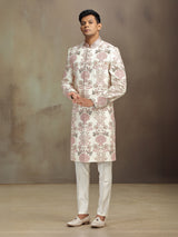 Classic cream silk zardosi sherwani