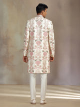 Classic cream silk zardosi sherwani