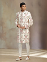 Classic cream silk zardosi sherwani