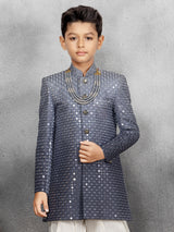 Classic grey shaded silk indowestern