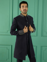 Classic navy terry rayon indowestern