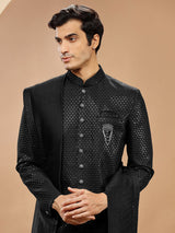 Classic silk black indowestern