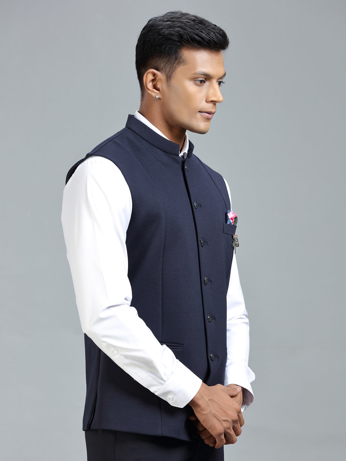 Classic stylish navy waistcoat for special occasion