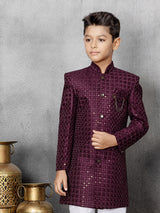 Classic wine silk wedding indowestern