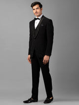 Classy black coat suit in terry rayon