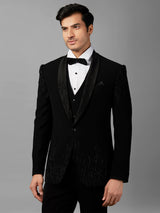 Classy black coat suit in terry rayon