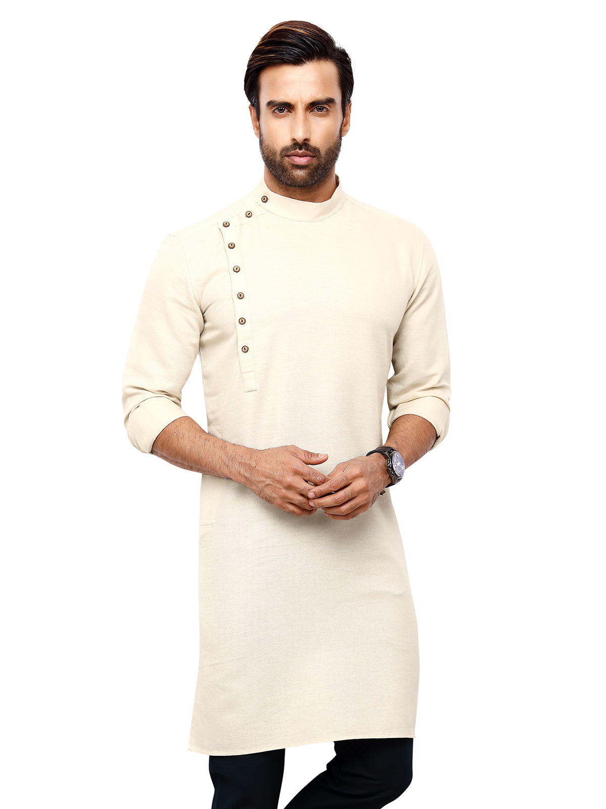 Classy cotton plain off-white kurta