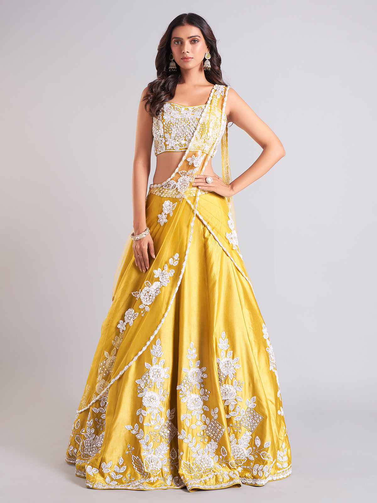 Classy mustard yellow lehenga choli for wedding