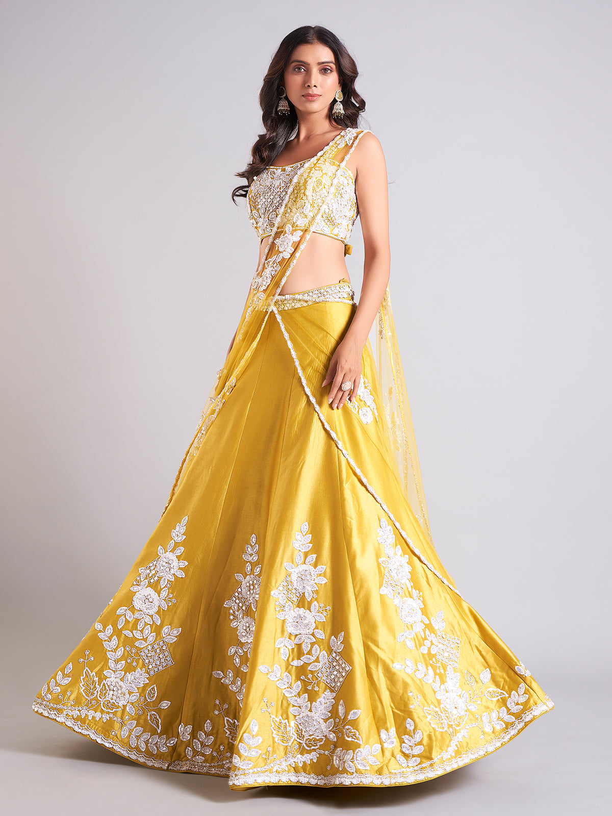 Classy mustard yellow lehenga choli for wedding