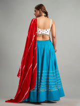 Cotton silk aqua lehenga choli