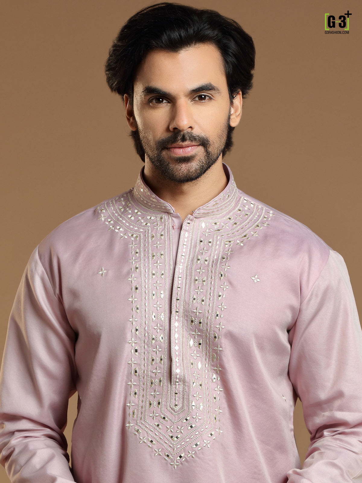 Cotton silk kurta suit in onion pink color