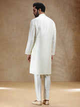 Cream men kurts pajama in cotton silk