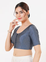 Dark grey tafeta silk zari elegance blouse