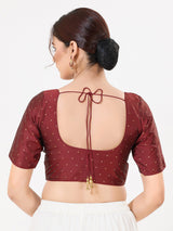 Dark maroon tafeta silk zari festival blouse