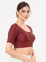 Dark maroon tafeta silk zari festival blouse