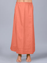 Dark peach plain saree petticot