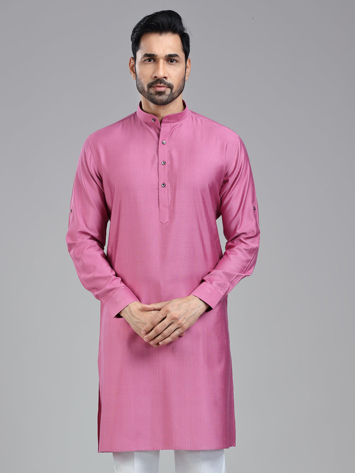 Dark pink plain kurta for festivals