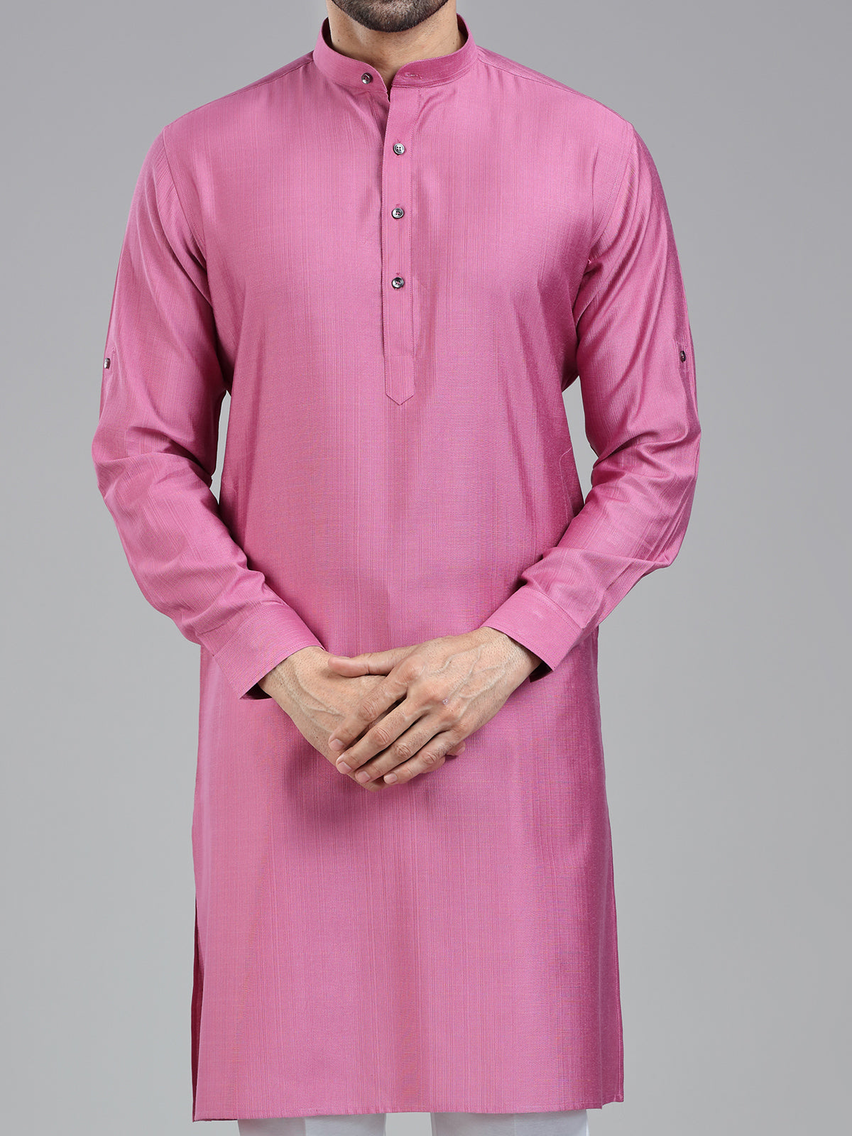 Dark pink plain kurta pajama set for festivals