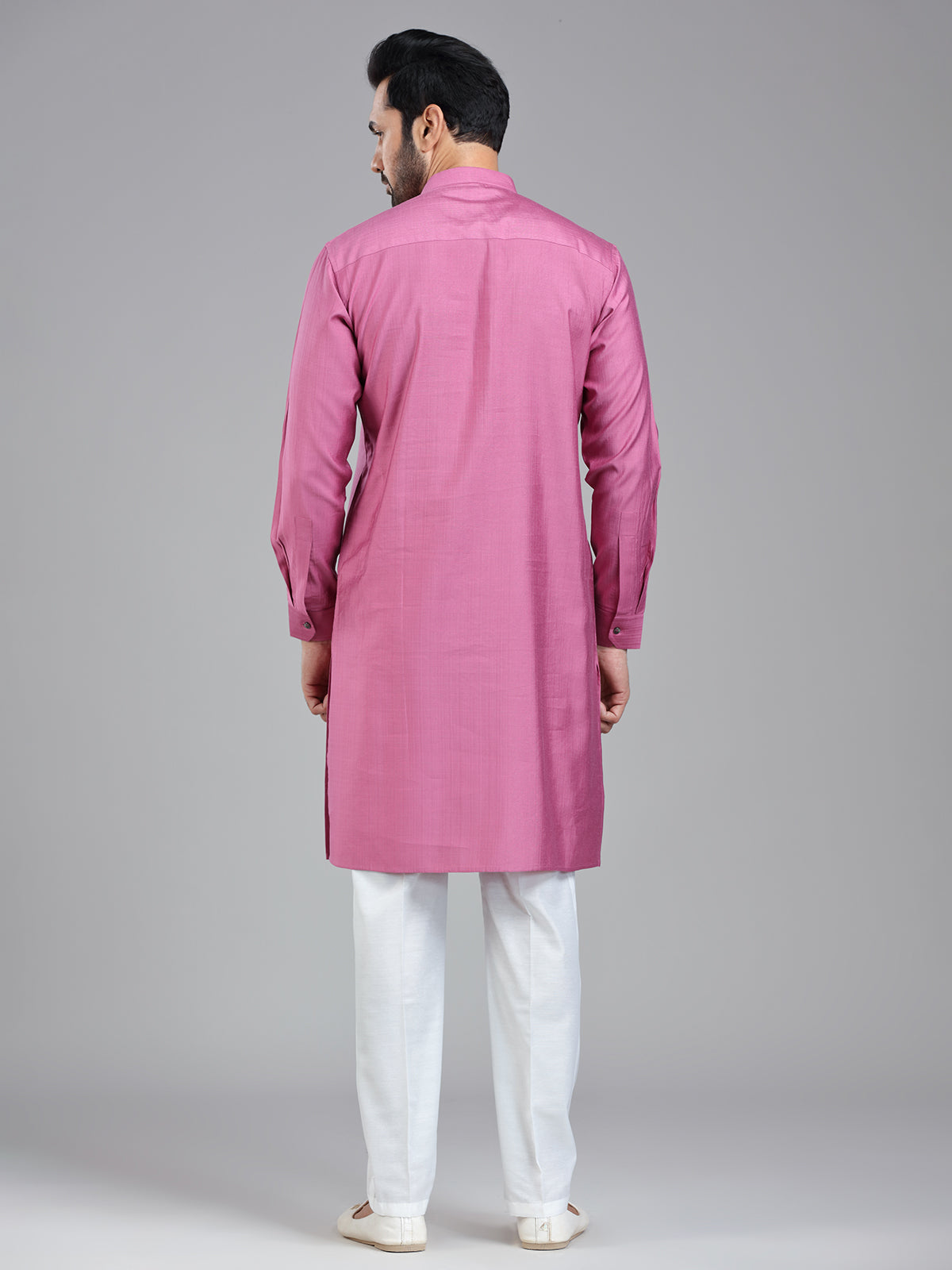Dark pink plain kurta pajama set for festivals