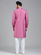 Dark pink plain kurta pajama set for festivals