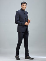 Dashing navy jodhpuri suit in premium terry rayon fabric