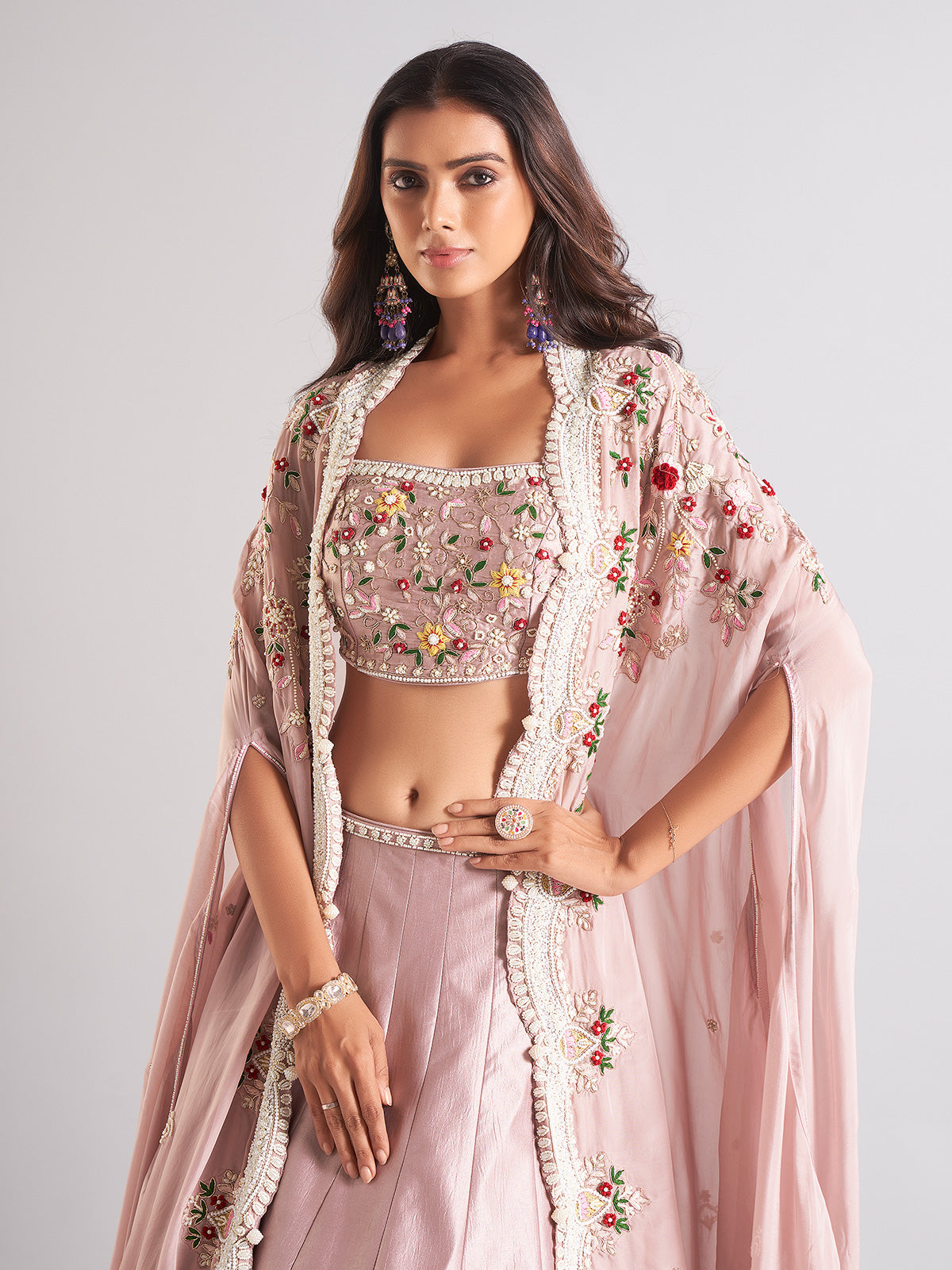 Delightful light purple silk lehenga choli