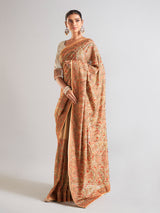 Elegant beige georgette saree