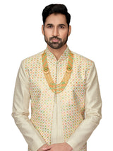 Elegant cream silk waistcoat set