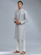Elegant grey silk kurta pajama