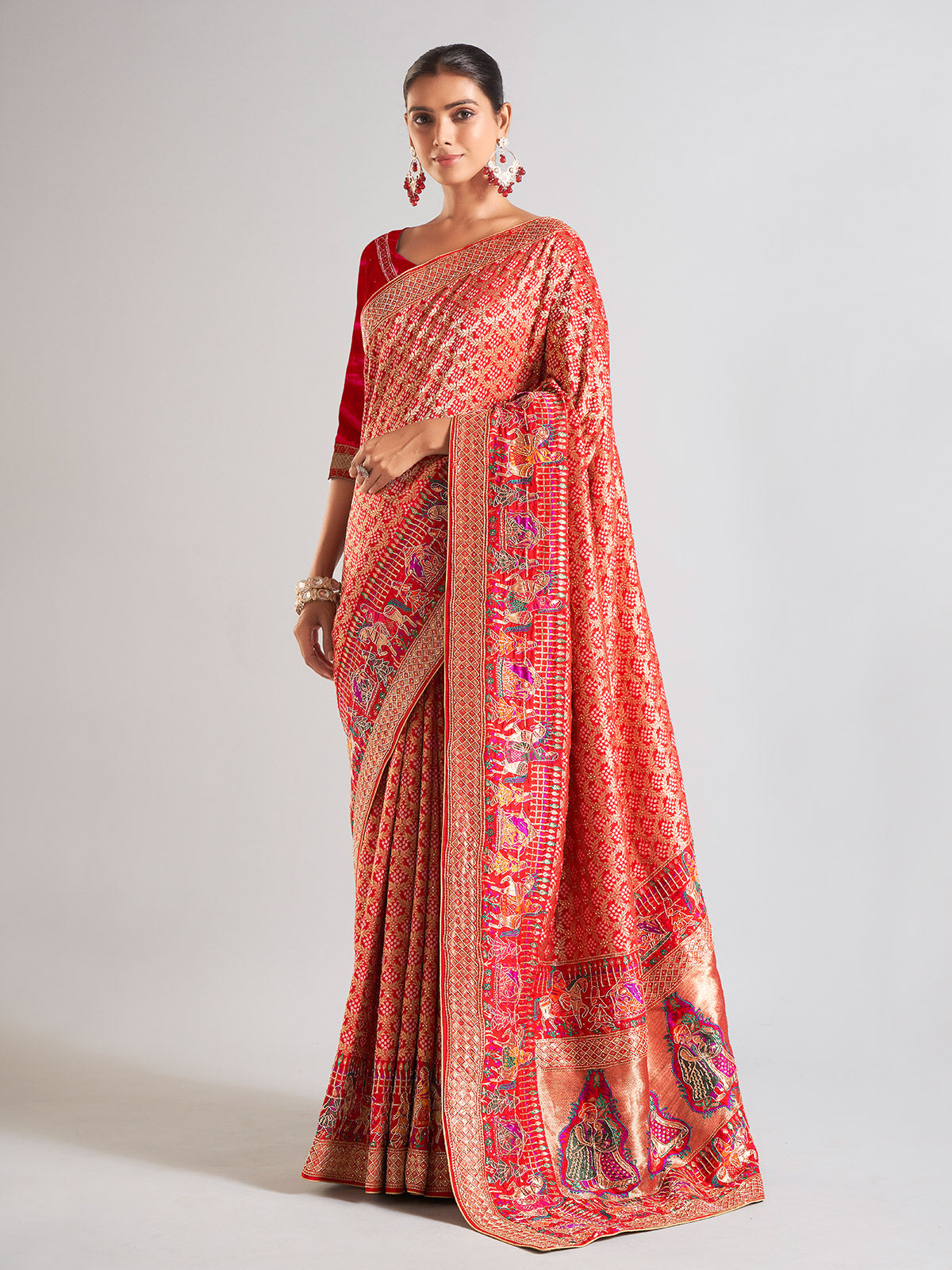 Maroon silk saree for wedding