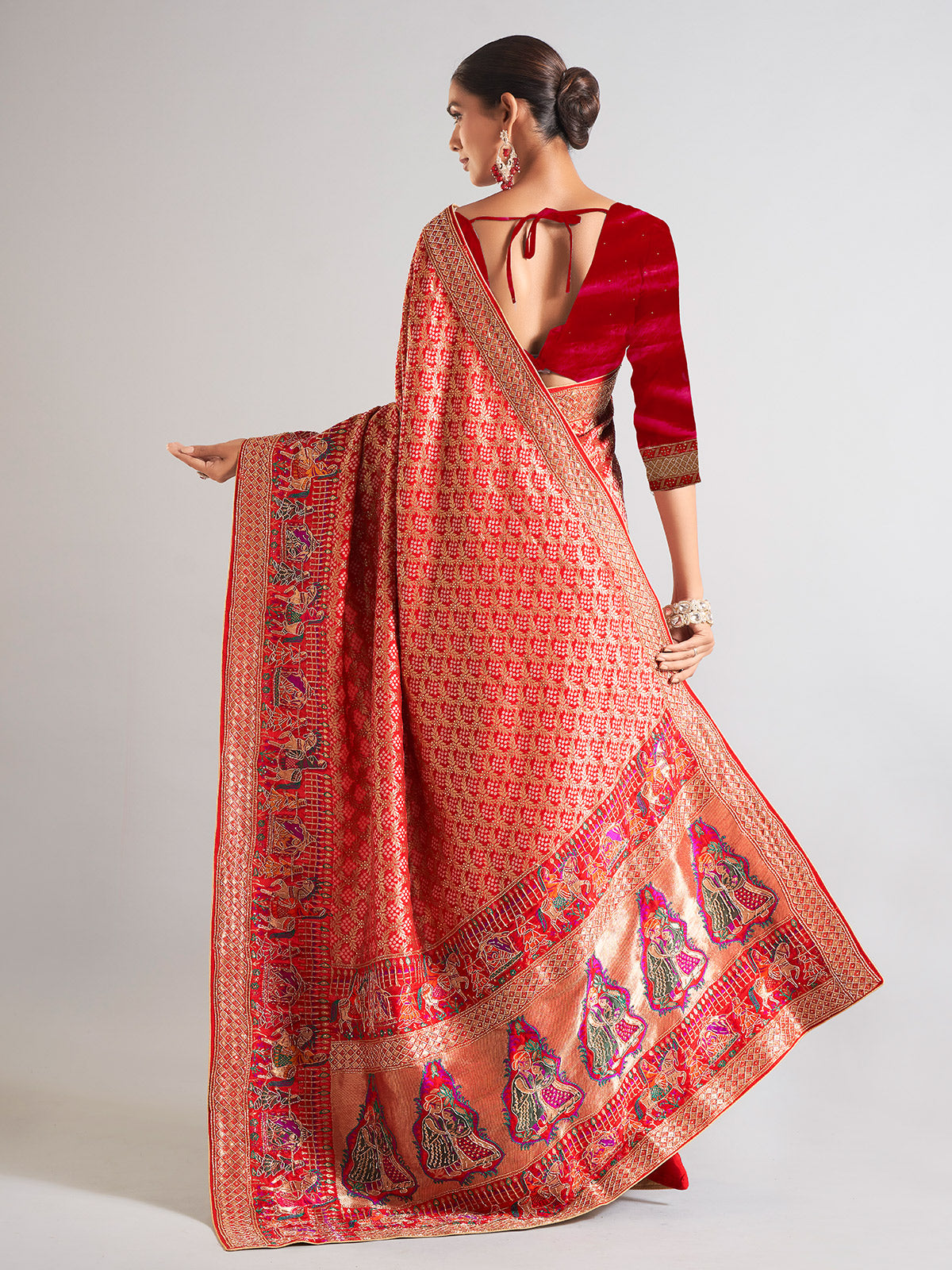 Maroon silk saree for wedding