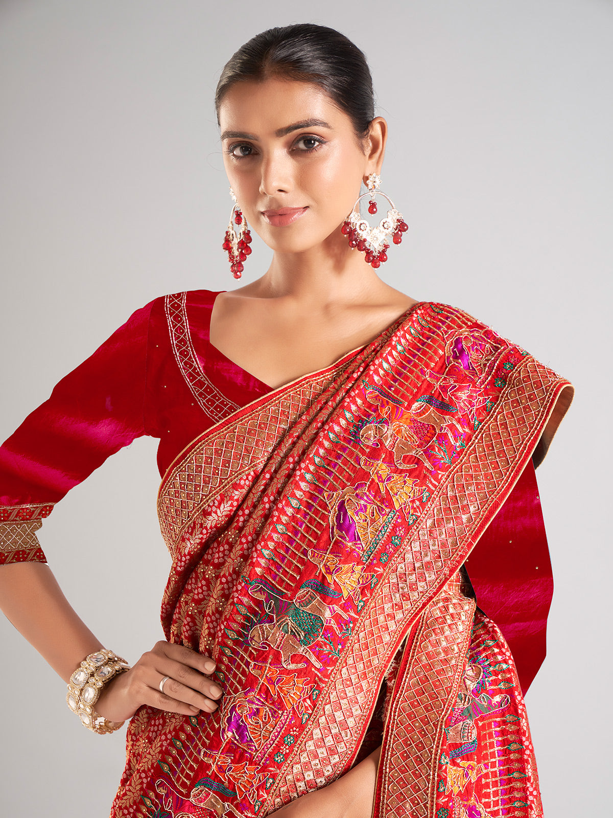 Maroon silk saree for wedding