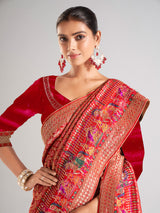 Maroon silk saree for wedding
