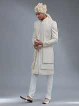 Elegant white jacket style sherwani