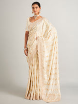 Fascinating silk saree in cream colour