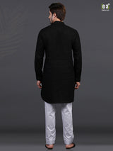 Festive wear black chinese collar kurta pajama