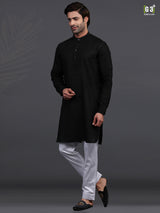 Festive wear black chinese collar kurta pajama
