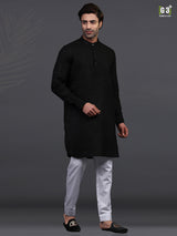 Festive wear black chinese collar kurta pajama