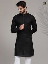 Festive wear black hue stand collar mens kurta