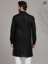 Festive wear black hue stand collar mens kurta