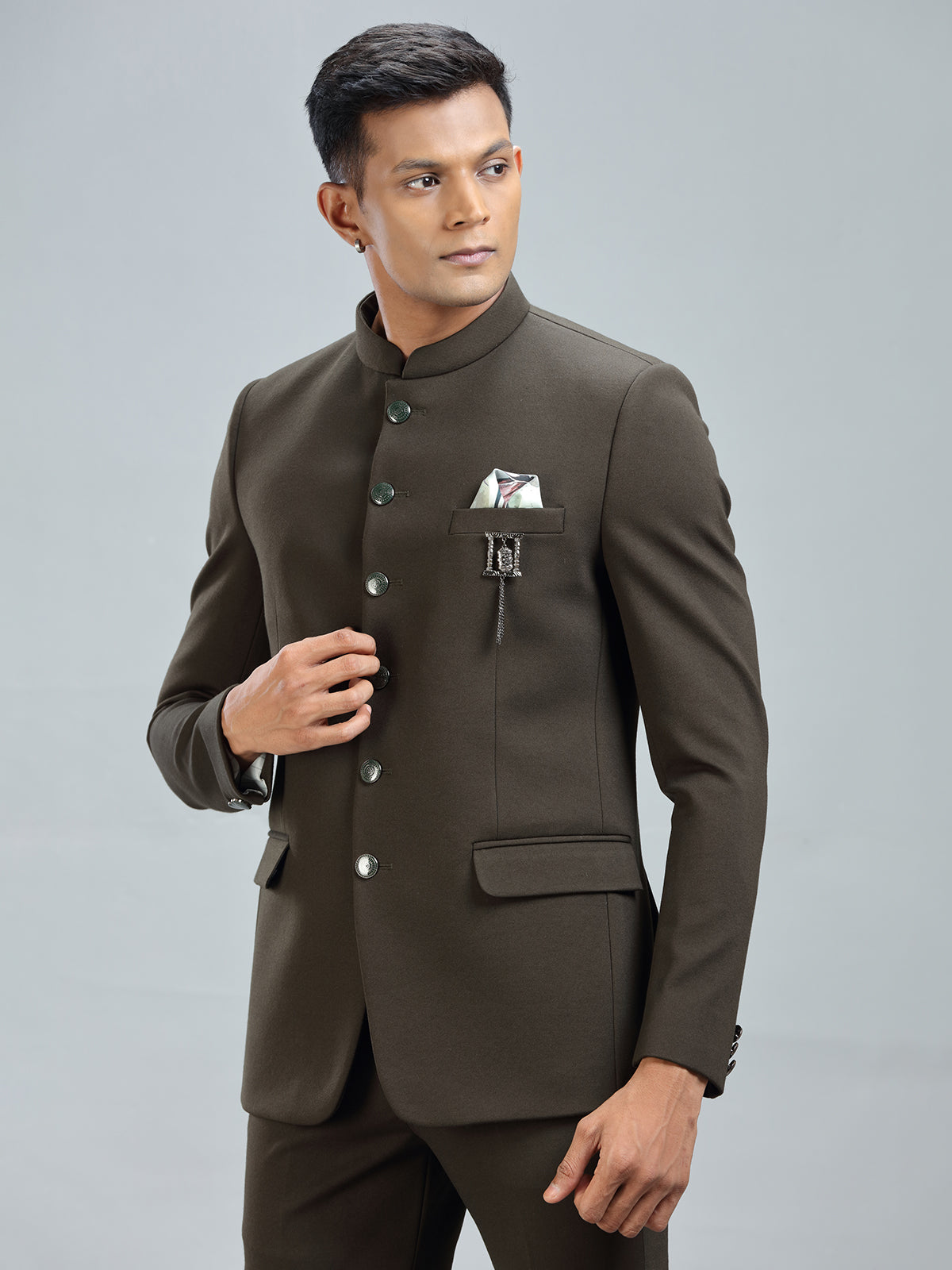 Finest green jodhpuri suit in premium terry rayon fabric
