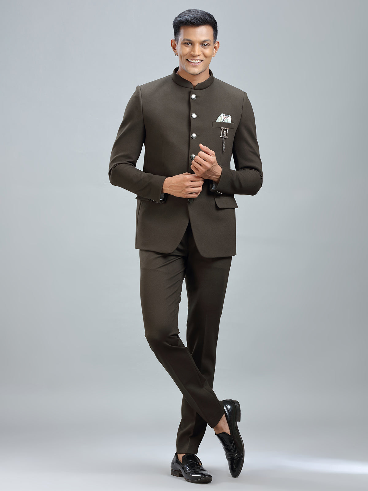 Finest green jodhpuri suit in premium terry rayon fabric