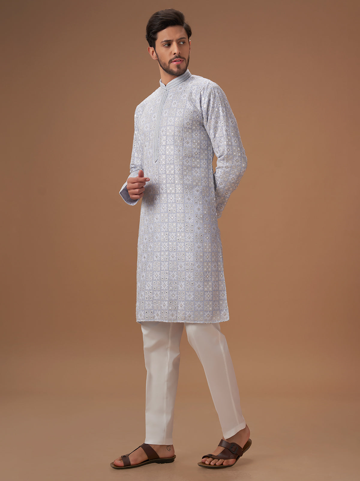 Georgette light blue embroidery kurta suit