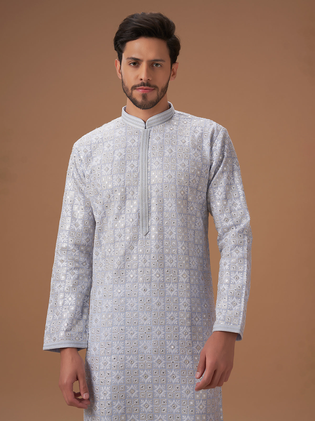 Georgette light blue embroidery kurta suit