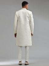 Glamorous silk white groom sherwani