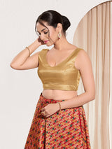 Gold mulburry silk zari sweetheart neck blouse