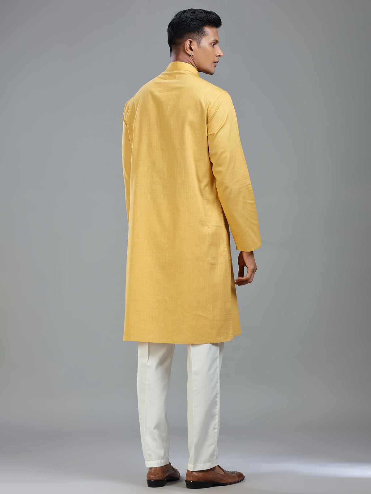 Golden ethnic finest cotton kurta suit for men