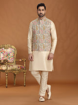 Golden georgette waistcoat set for wedding