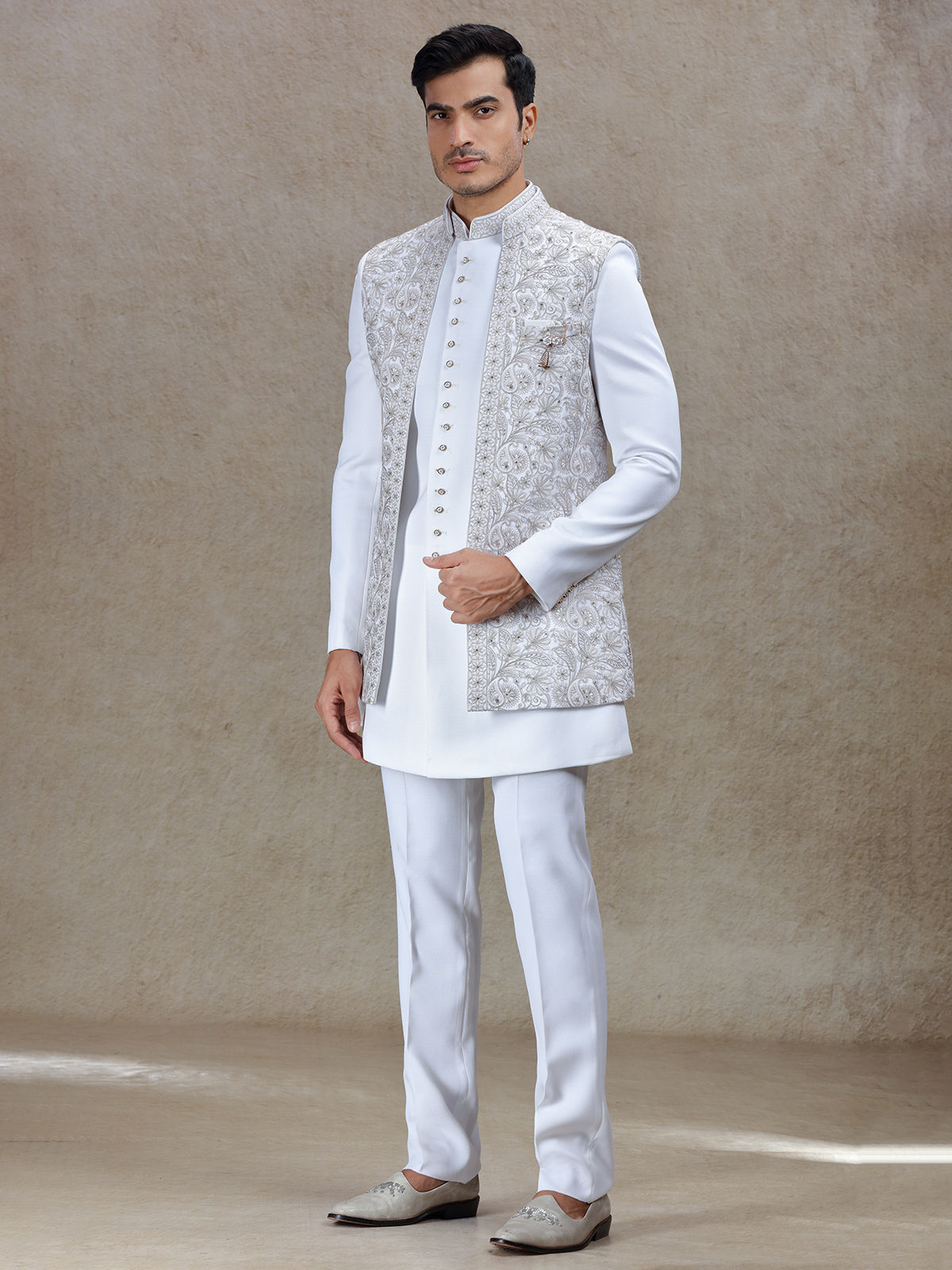 Graceful off-white indowestern for weddings