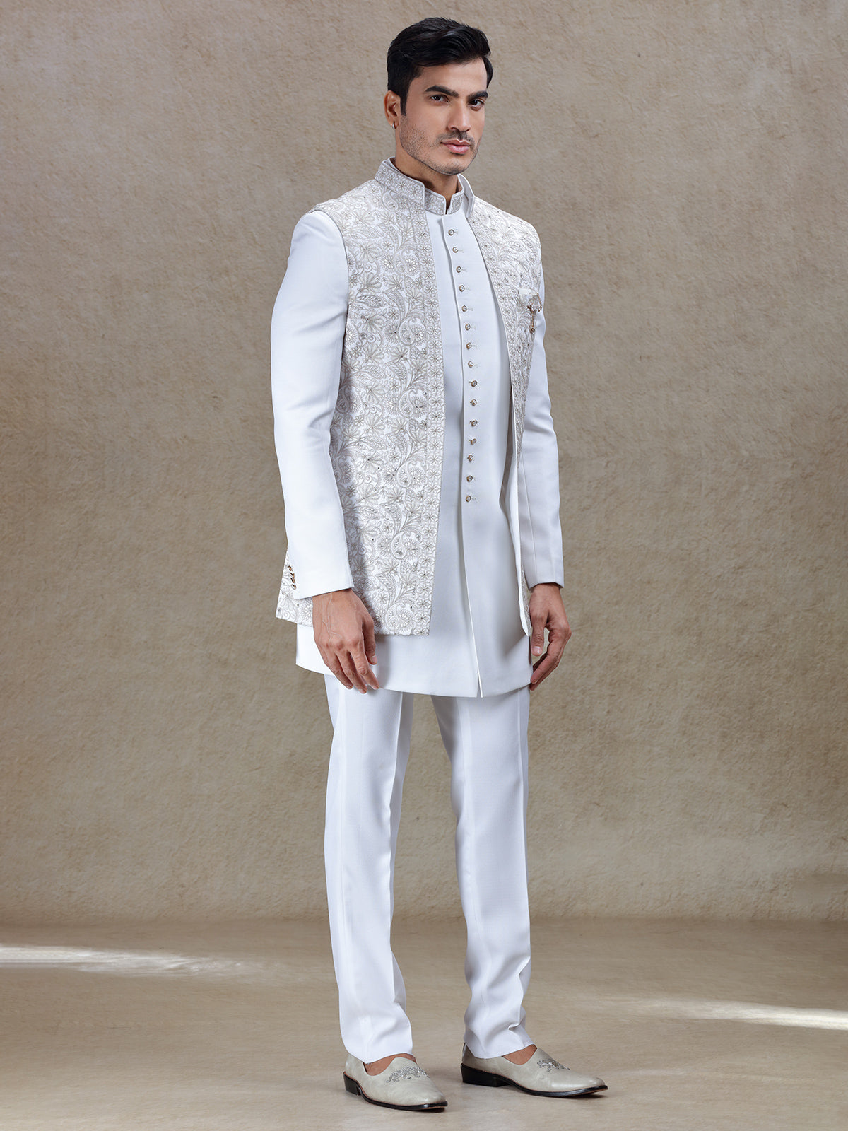 Graceful off-white indowestern for weddings